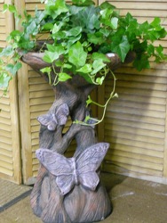 Butterfly Birdbath and Ivy or Fresh Flowers 