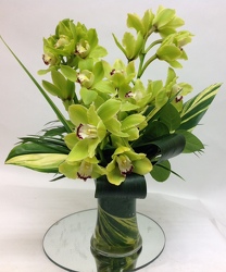Stylized Cymbidium Orchid Arrangement In Waterford Michigan Jacobsen's Flowers