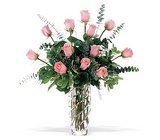  Long Stem Pink Roses w/ Keepsake Cut Crystal