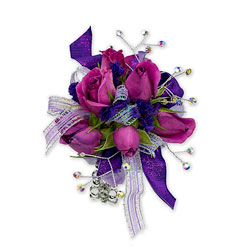 Royal Purple Wrist Corsage In Waterford Michigan Jacobsen's Flowers