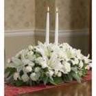 White Centerpiece with Candles In Waterford Michigan Jacobsen's Flowers