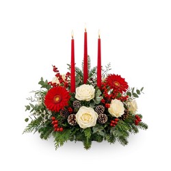 Crimson & Cream Yuletide Hearth In Waterford Michigan Jacobsen's Flowers