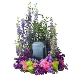 Forever Cherished Blue Urn Surround  In Waterford Michigan Jacobsen's Flowers