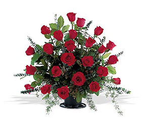 Blooming Red Roses Basket In Waterford Michigan Jacobsen's Flowers